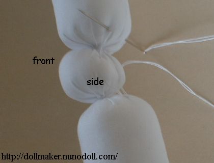Stitch and pull the thread